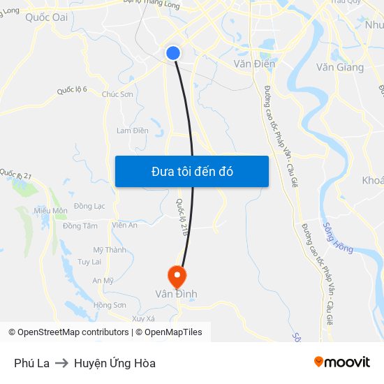 Phú La to Huyện Ứng Hòa map