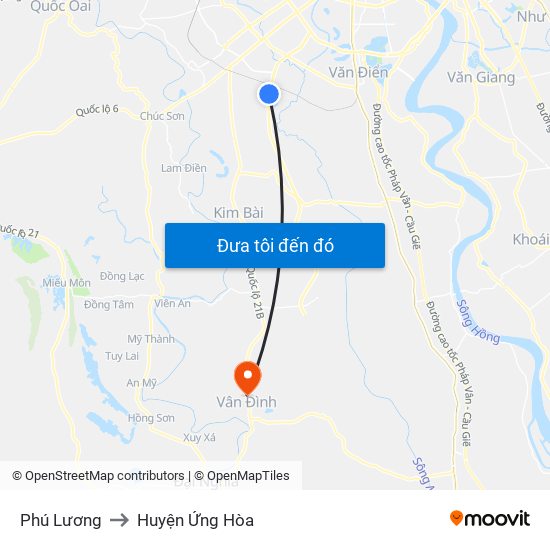Phú Lương to Huyện Ứng Hòa map