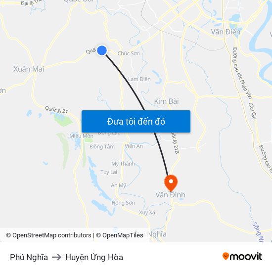 Phú Nghĩa to Huyện Ứng Hòa map