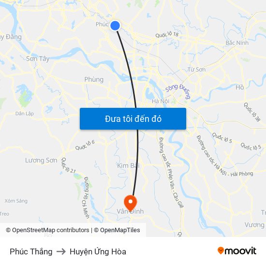 Phúc Thắng to Huyện Ứng Hòa map