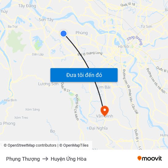 Phụng Thượng to Huyện Ứng Hòa map