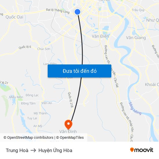 Trung Hoà to Huyện Ứng Hòa map