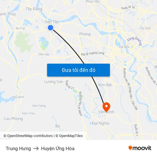 Trung Hưng to Huyện Ứng Hòa map