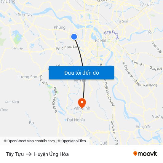 Tây Tựu to Huyện Ứng Hòa map