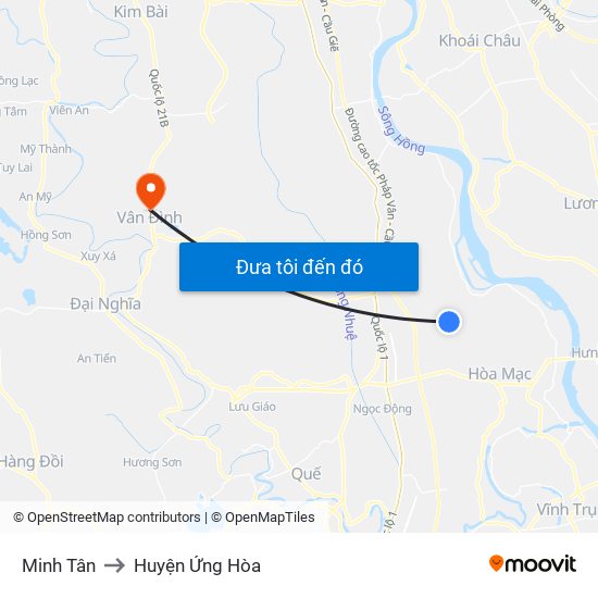 Minh Tân to Huyện Ứng Hòa map