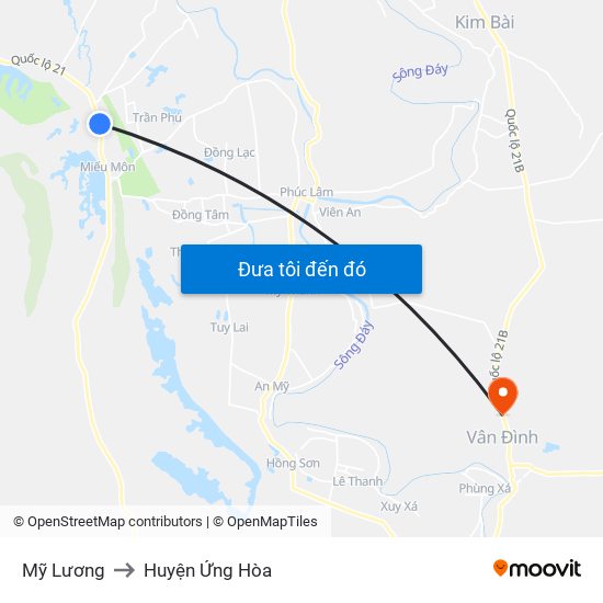 Mỹ Lương to Huyện Ứng Hòa map