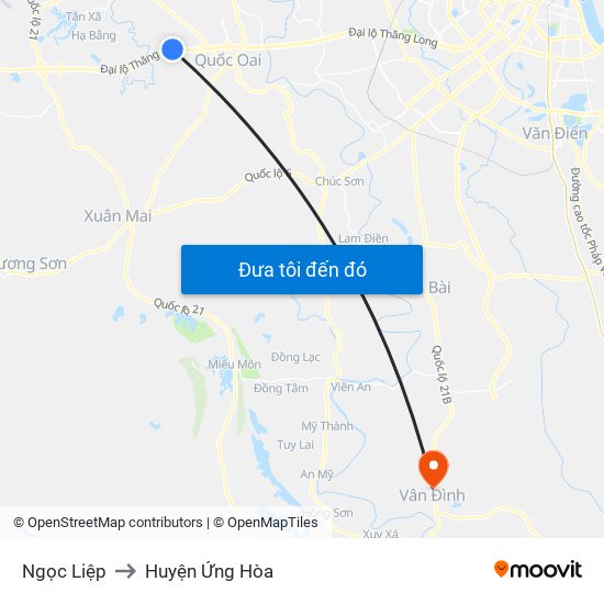 Ngọc Liệp to Huyện Ứng Hòa map