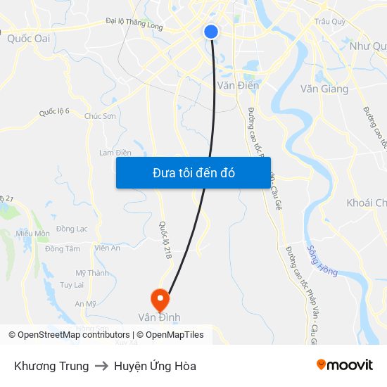 Khương Trung to Huyện Ứng Hòa map