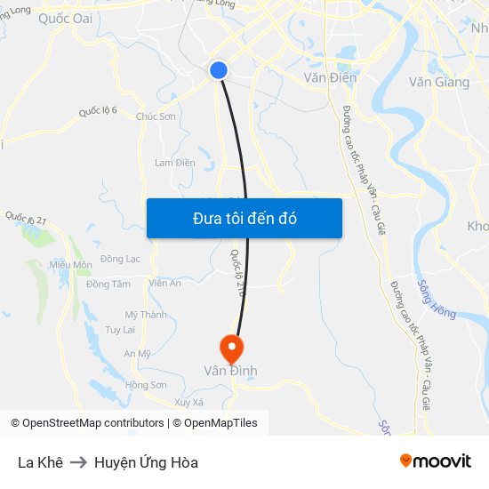 La Khê to Huyện Ứng Hòa map