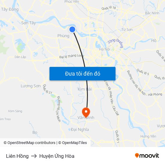 Liên Hồng to Huyện Ứng Hòa map