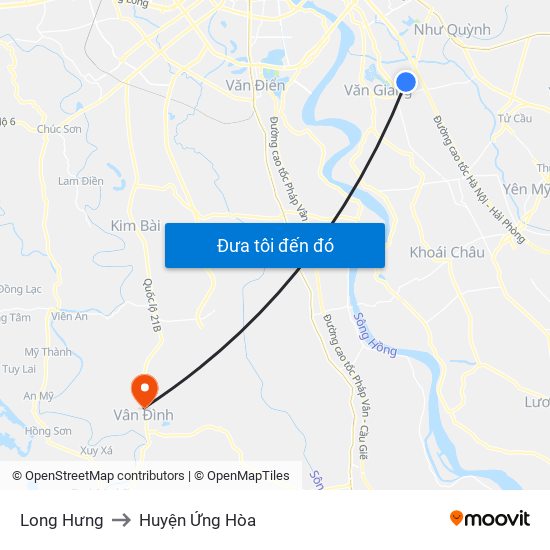 Long Hưng to Huyện Ứng Hòa map
