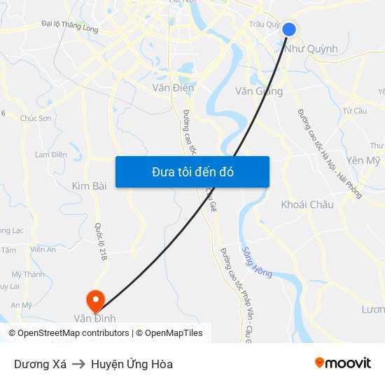 Dương Xá to Huyện Ứng Hòa map