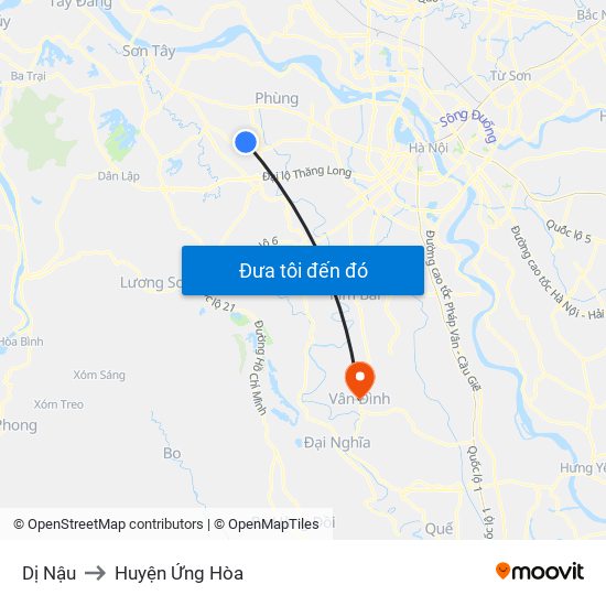 Dị Nậu to Huyện Ứng Hòa map