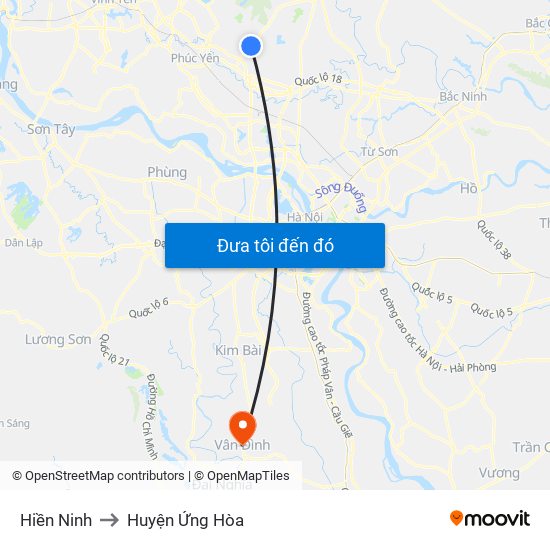 Hiền Ninh to Huyện Ứng Hòa map