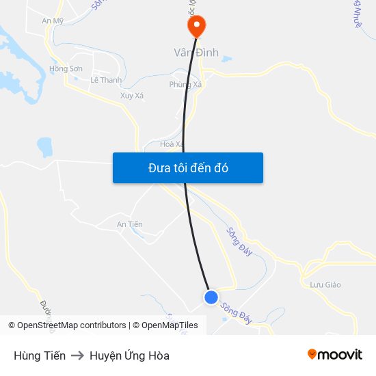 Hùng Tiến to Huyện Ứng Hòa map