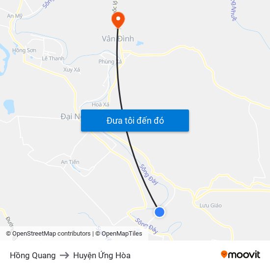 Hồng Quang to Huyện Ứng Hòa map