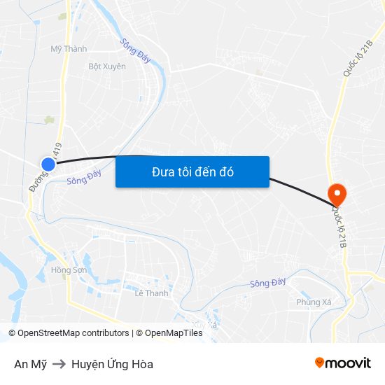 An Mỹ to Huyện Ứng Hòa map