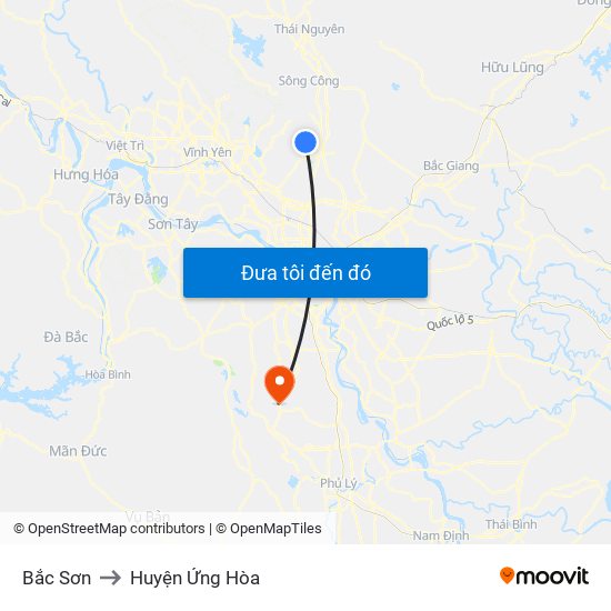 Bắc Sơn to Huyện Ứng Hòa map