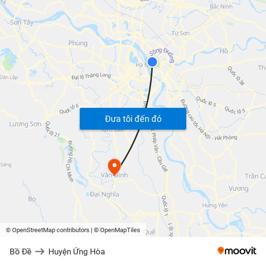 Bồ Đề to Huyện Ứng Hòa map