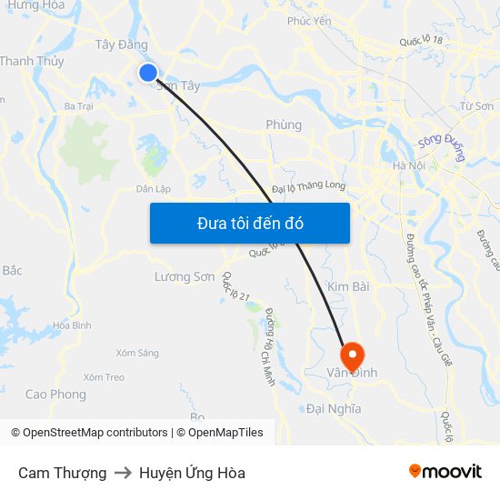 Cam Thượng to Huyện Ứng Hòa map