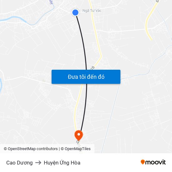 Cao Dương to Huyện Ứng Hòa map