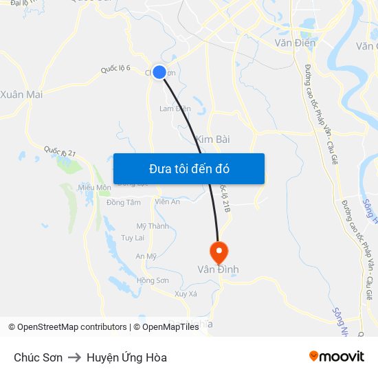 Chúc Sơn to Huyện Ứng Hòa map