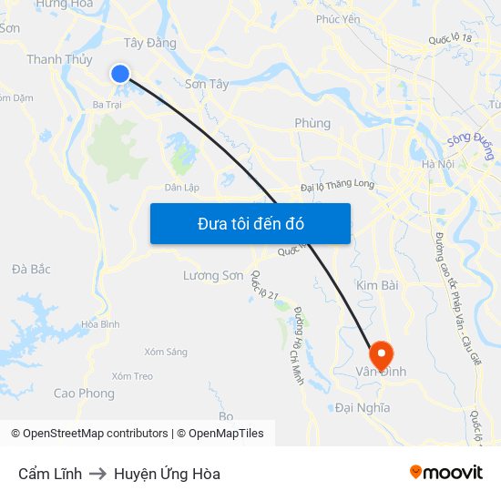 Cẩm Lĩnh to Huyện Ứng Hòa map