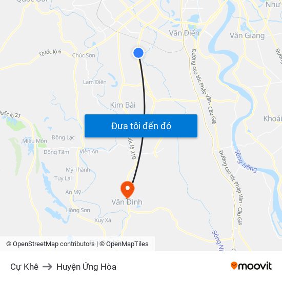 Cự Khê to Huyện Ứng Hòa map