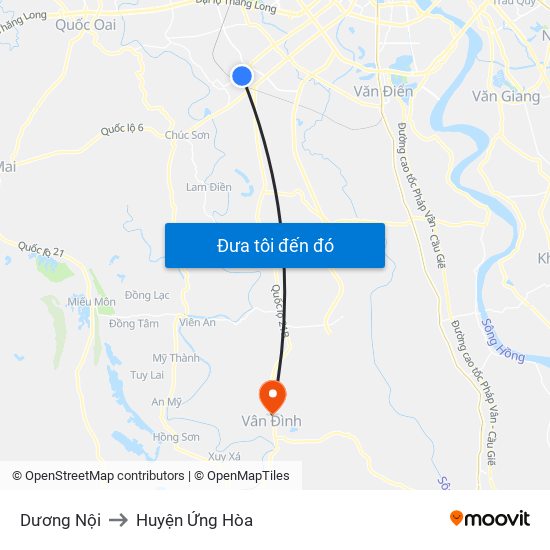 Dương Nội to Huyện Ứng Hòa map