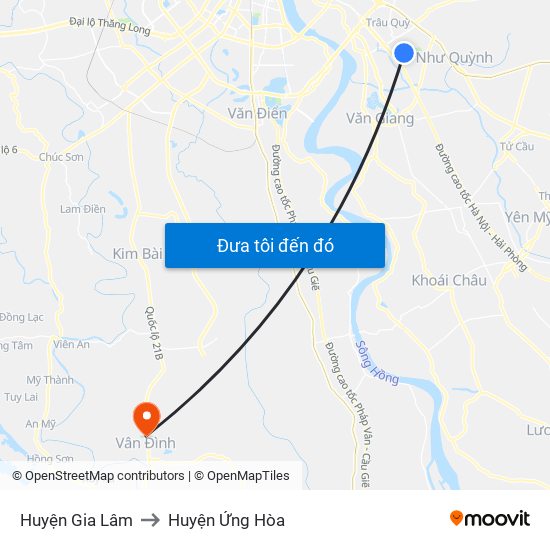 Huyện Gia Lâm to Huyện Ứng Hòa map