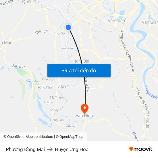 Phường Đồng Mai to Huyện Ứng Hòa map