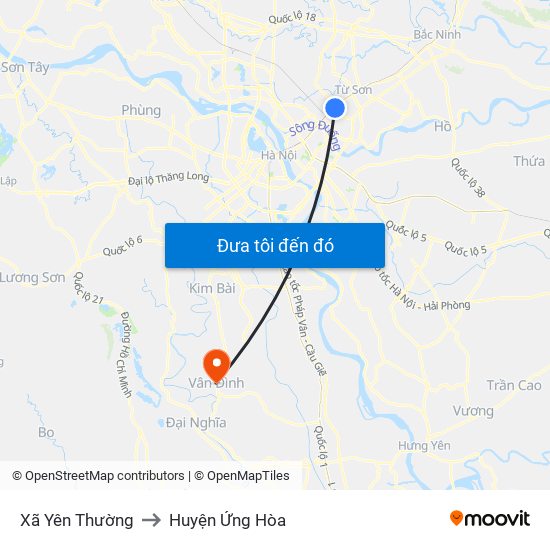 Xã Yên Thường to Huyện Ứng Hòa map