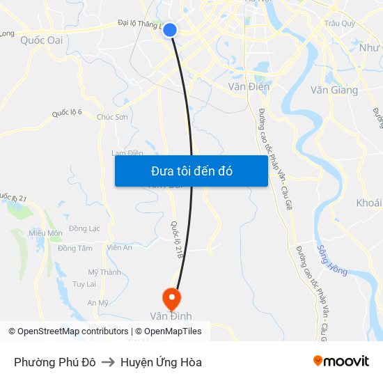 Phường Phú Đô to Huyện Ứng Hòa map