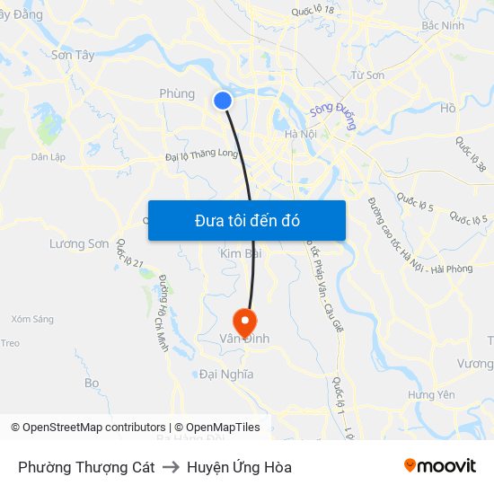 Phường Thượng Cát to Huyện Ứng Hòa map