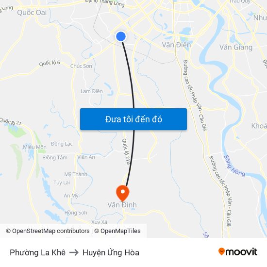 Phường La Khê to Huyện Ứng Hòa map