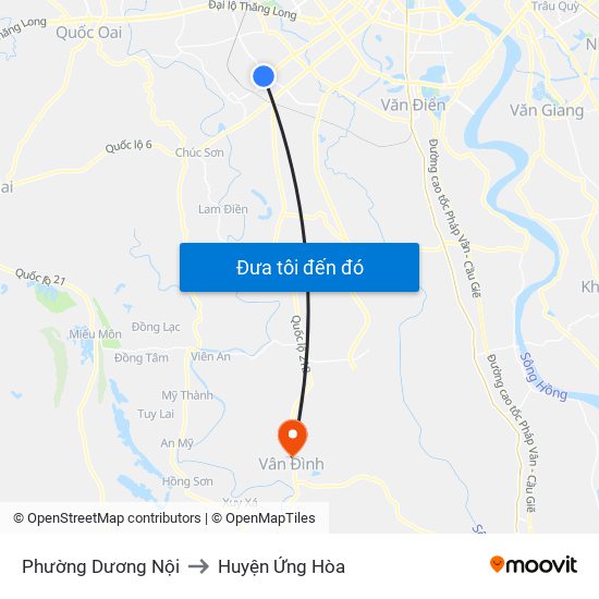 Phường Dương Nội to Huyện Ứng Hòa map