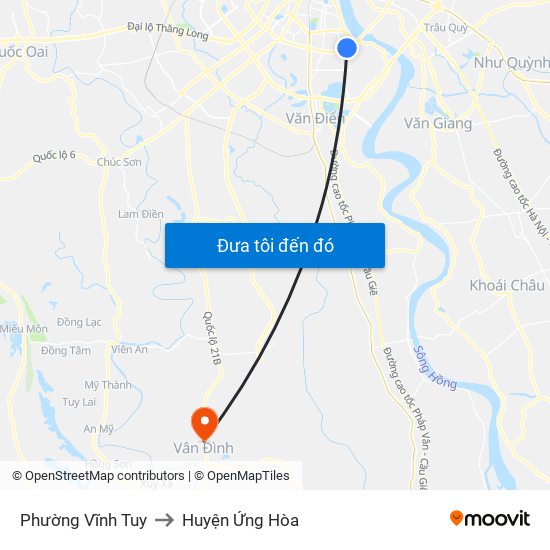 Phường Vĩnh Tuy to Huyện Ứng Hòa map