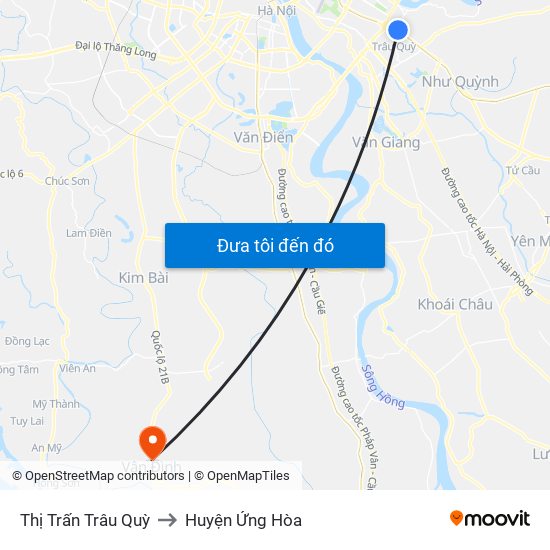 Thị Trấn Trâu Quỳ to Huyện Ứng Hòa map