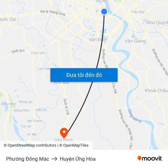 Phường Đống Mác to Huyện Ứng Hòa map