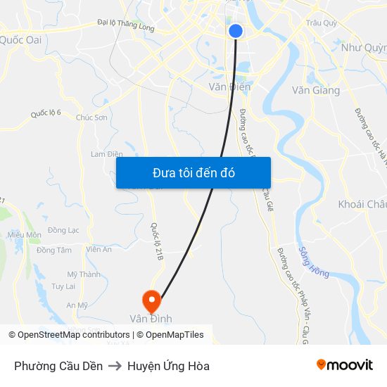 Phường Cầu Dền to Huyện Ứng Hòa map