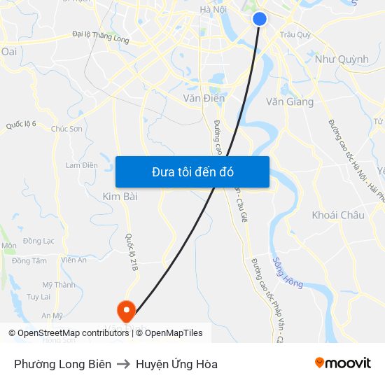 Phường Long Biên to Huyện Ứng Hòa map