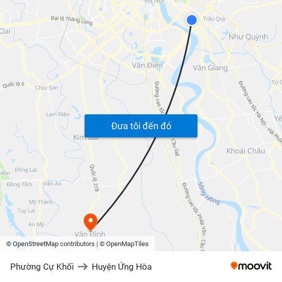 Phường Cự Khối to Huyện Ứng Hòa map