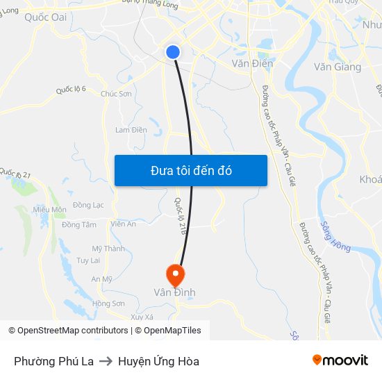 Phường Phú La to Huyện Ứng Hòa map