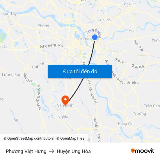 Phường Việt Hưng to Huyện Ứng Hòa map