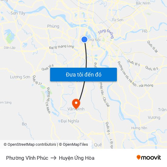 Phường Vĩnh Phúc to Huyện Ứng Hòa map