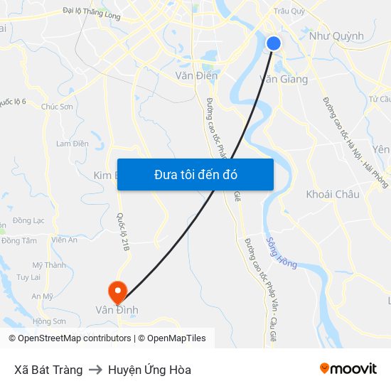 Xã Bát Tràng to Huyện Ứng Hòa map