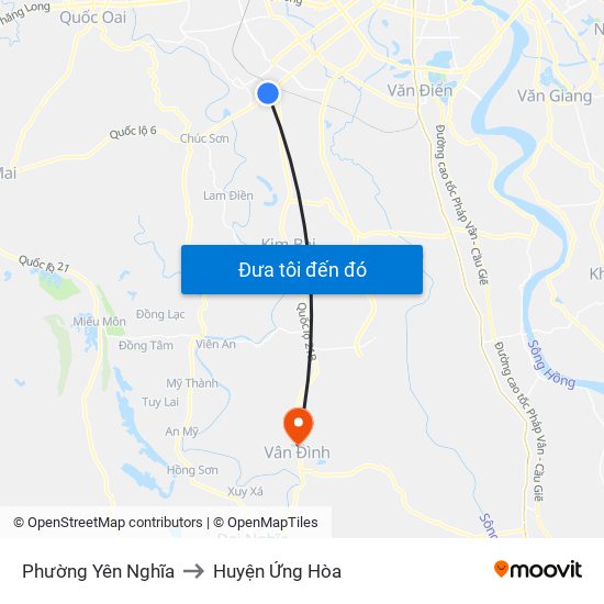 Phường Yên Nghĩa to Huyện Ứng Hòa map