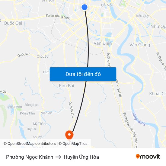 Phường Ngọc Khánh to Huyện Ứng Hòa map