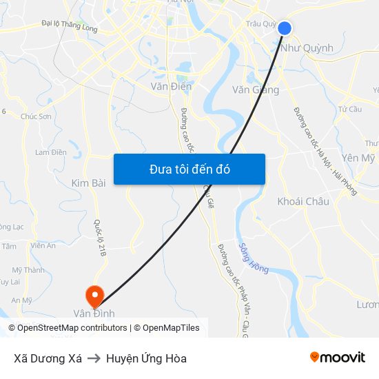 Xã Dương Xá to Huyện Ứng Hòa map