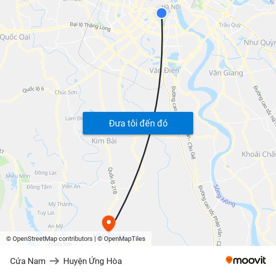 Cửa Nam to Huyện Ứng Hòa map